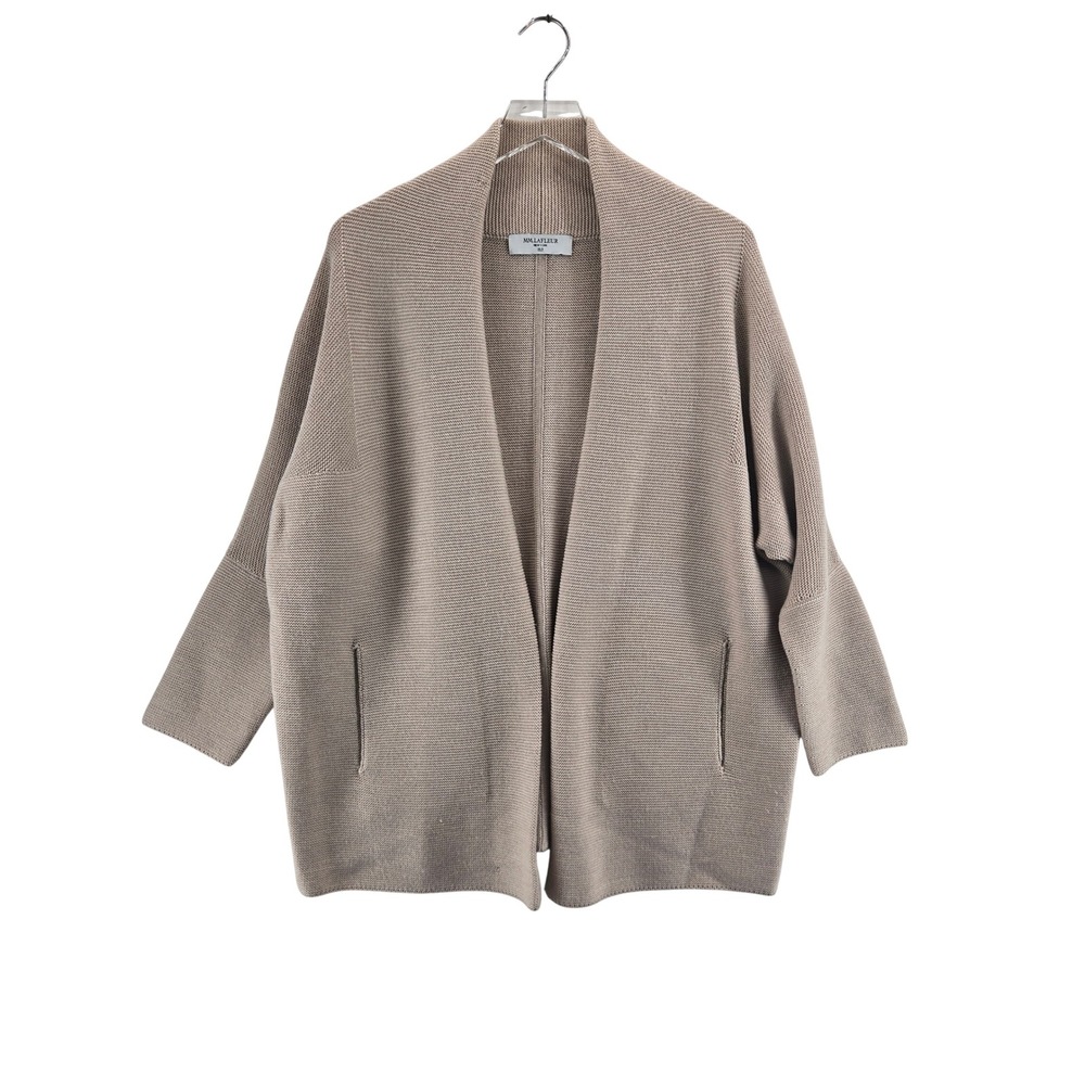 MM.LaFleur Merritt Jardigan Beige 100% Merino Wool Open Front Cardigan XS/S